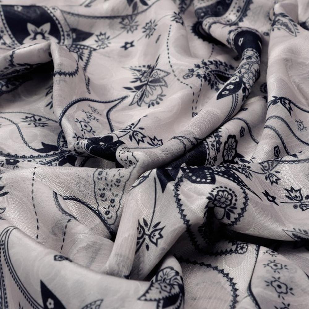 Grey and Navy Blue Paisley Pattern Brasso Fabric – br 0 ta01792 108 1