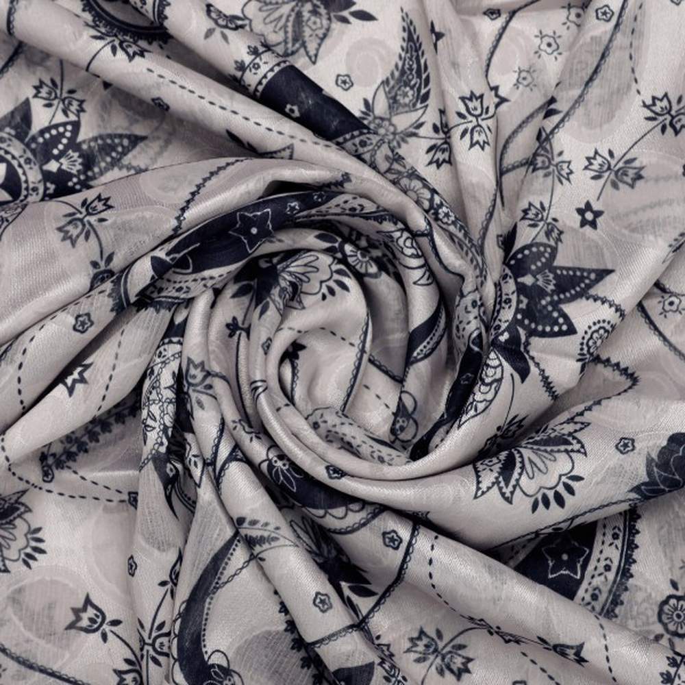 Grey and Navy Blue Paisley Pattern Brasso Fabric – br 0 ta01792 108 2