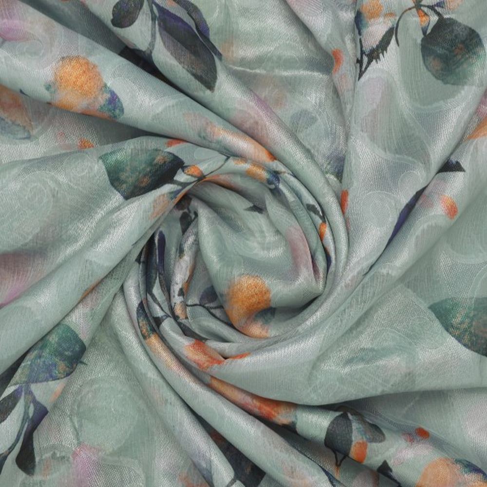 Sea Green Floral & Paisley Print Brasso Fabric for Kurtas – br 0 ta07194 108 2