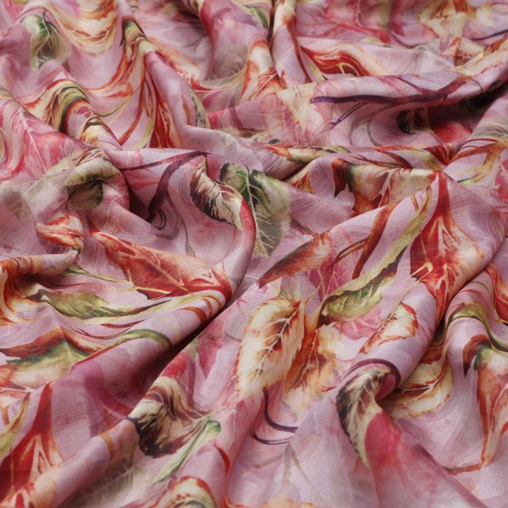 Mauve Autumnal Leaves Digital Print Brasso Fabric – br 0 ta08302 108 1