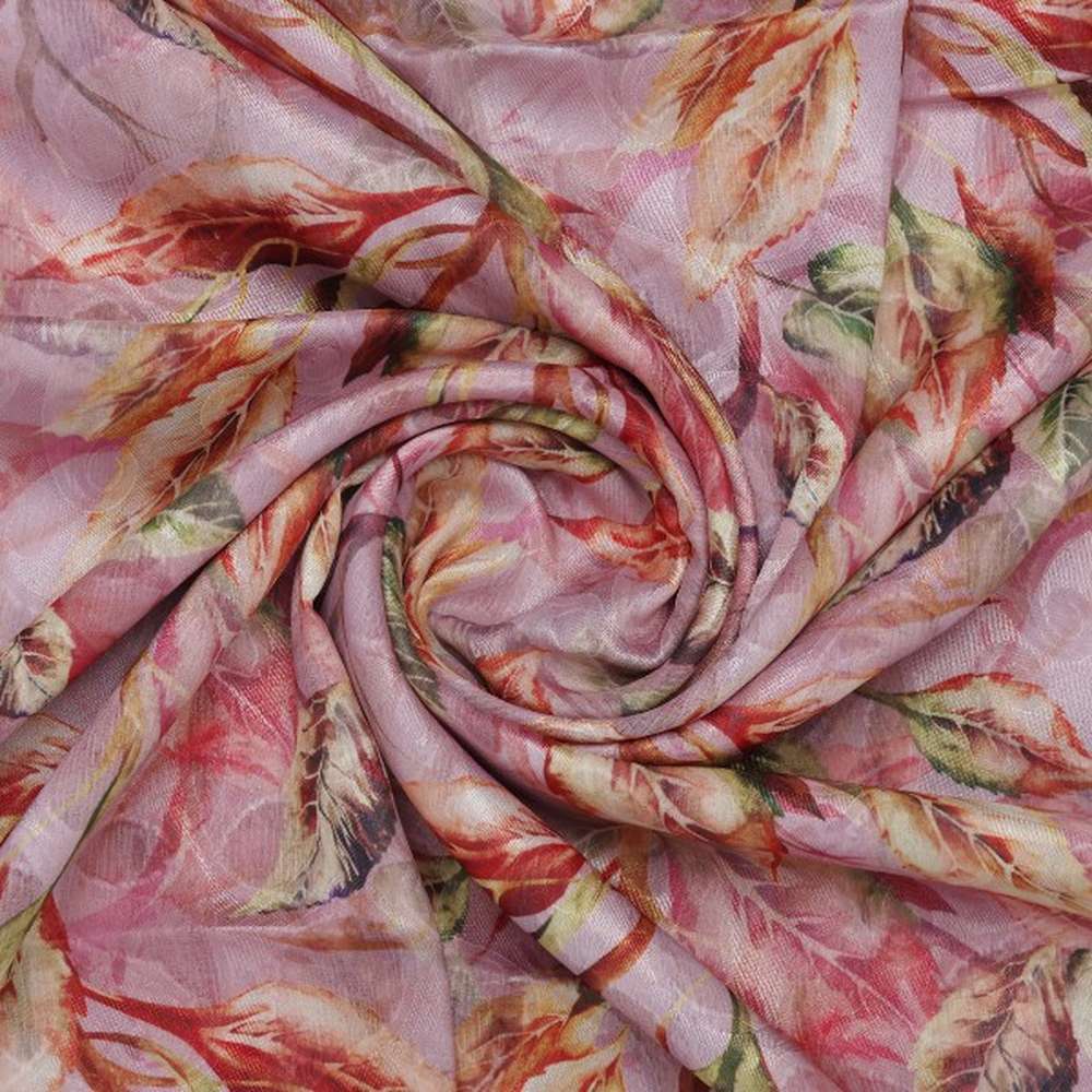 Mauve Autumnal Leaves Digital Print Brasso Fabric – br 0 ta08302 108 2