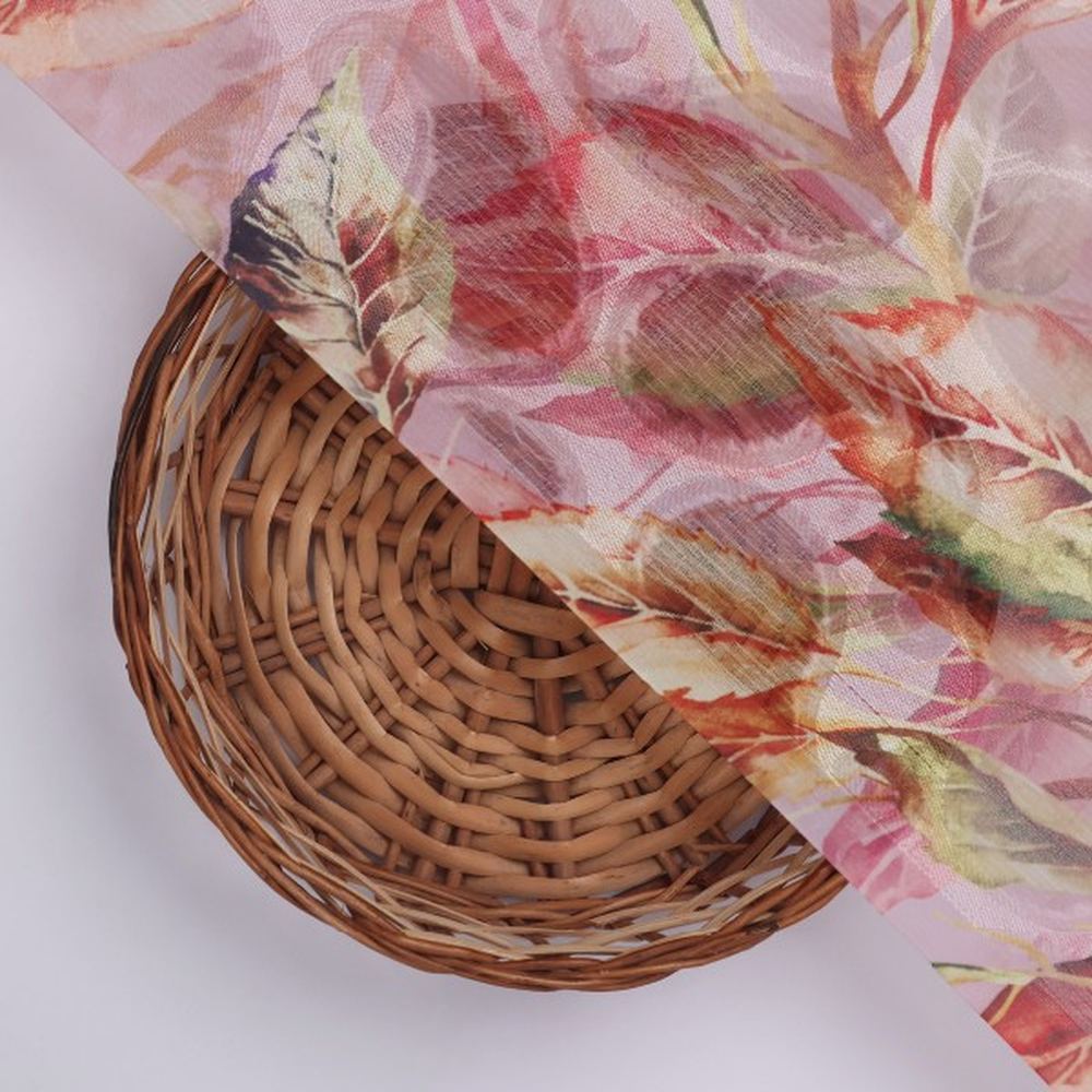 Mauve Autumnal Leaves Digital Print Brasso Fabric – br 0 ta08302 108 3