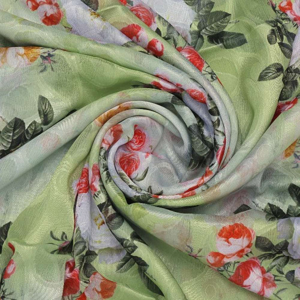Lime Green Floral and Paisley Print Brasso Fabric – br 0 ta09049 108 2 - alternate view