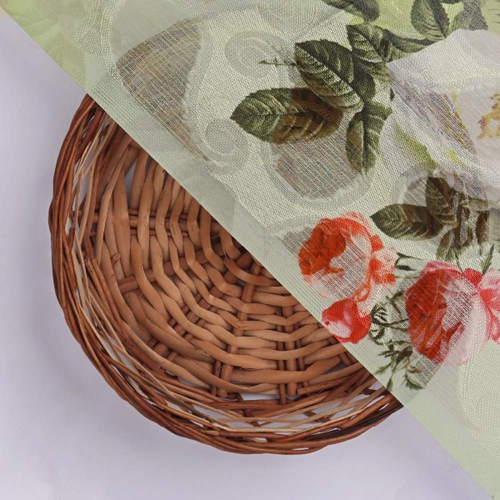 Lime Green Floral and Paisley Print Brasso Fabric – br 0 ta09049 108 3