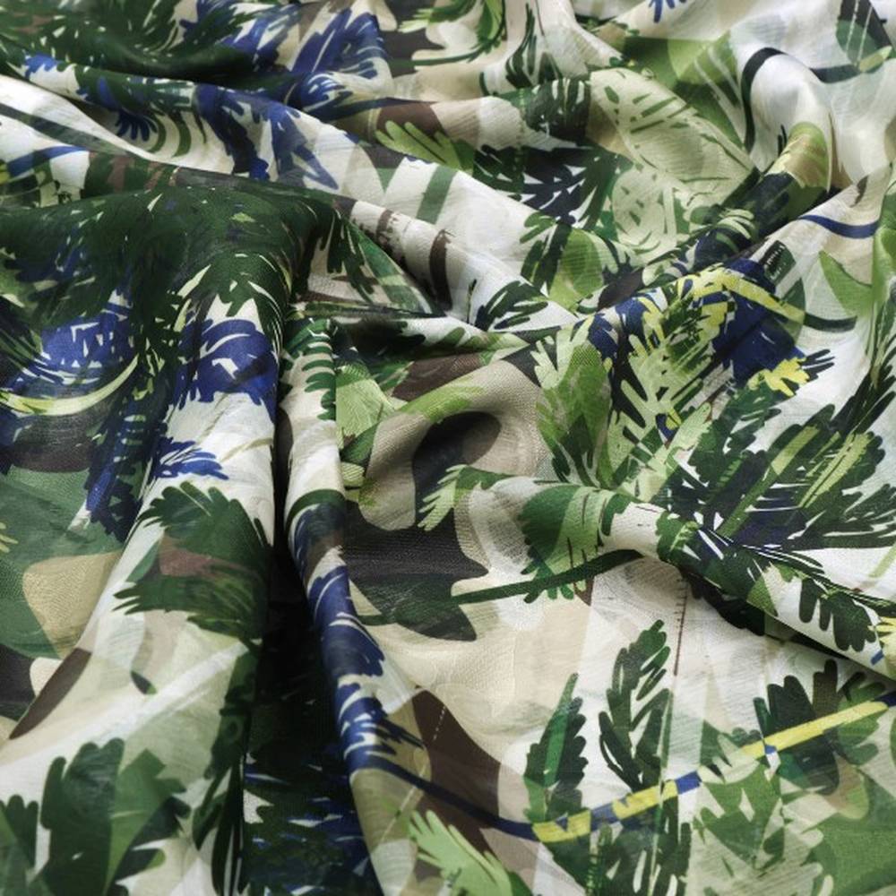 Green Tropical Camouflage Abstract Brasso Fabric