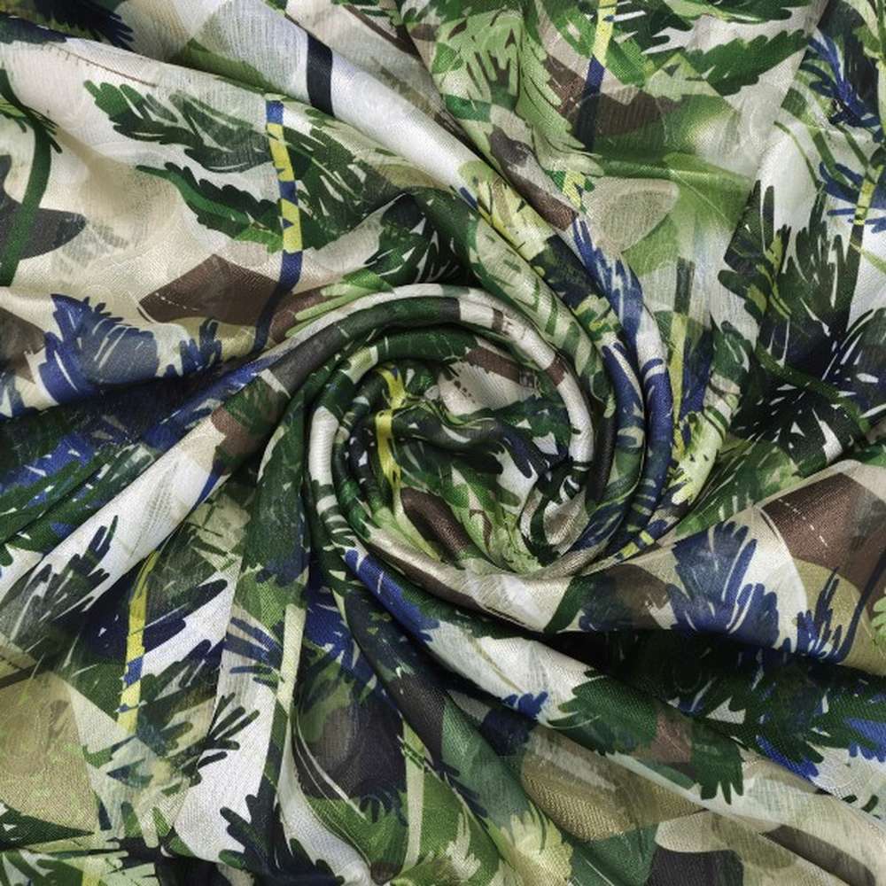 Green Tropical Camouflage Abstract Brasso Fabric