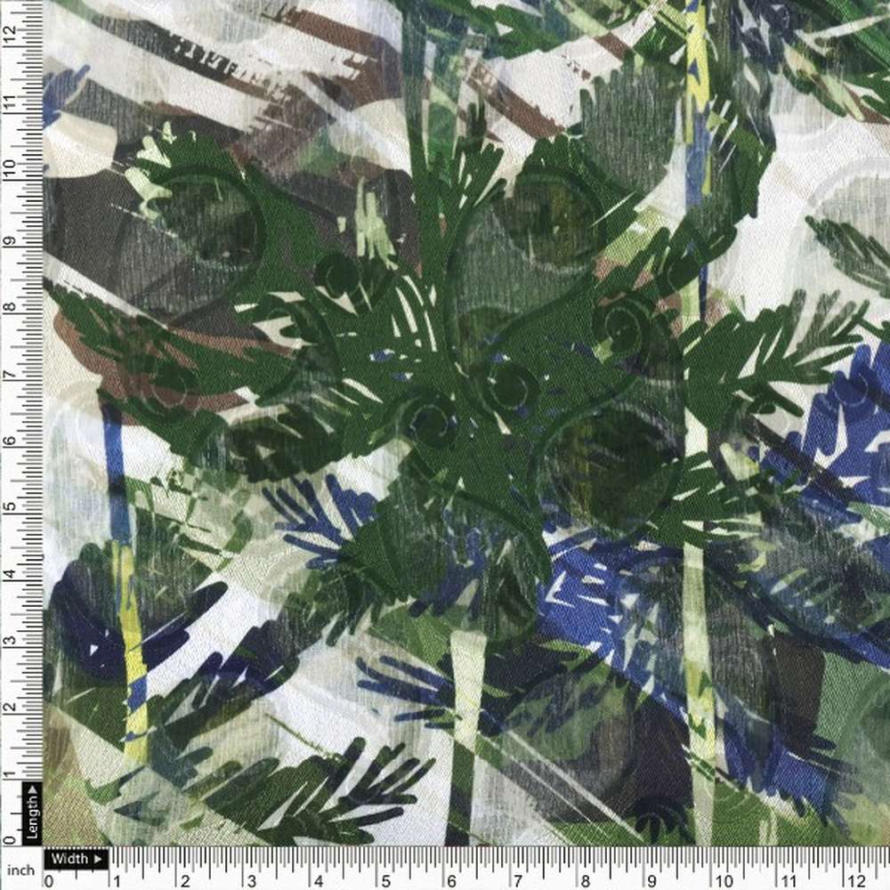 Green Tropical Camouflage Abstract Brasso Fabric