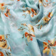 Light Blue and Orange Floral Paisley Print Brasso Fabric – br 0 ta09500 108 1