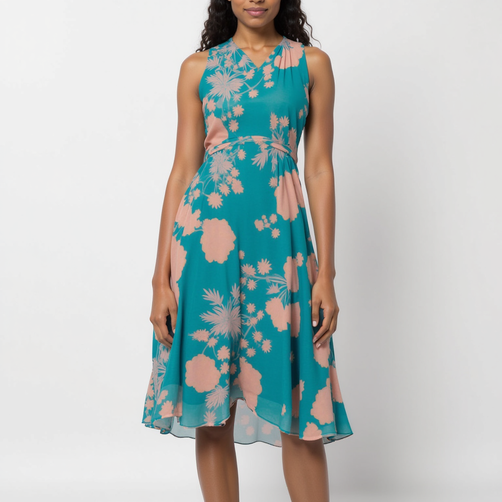 Rama Base Floral Flower Digital Printed Fabric - Pure Georgette