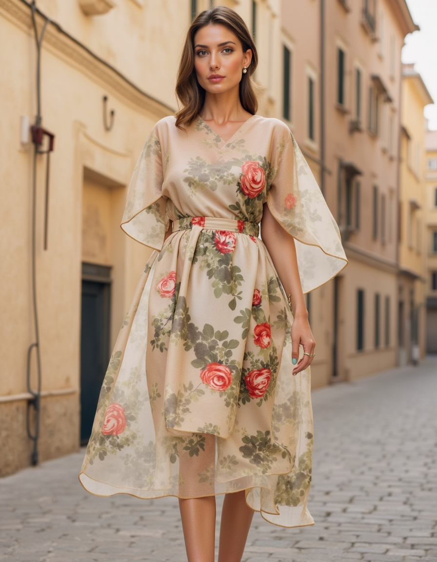 Gorgeous Decorative Floral Organza Printed Fabric Material