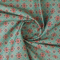 Sea Green Ethnic Medallion Floral Print Chanderi Fabric – ch 0 ma01038 108 2