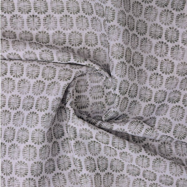 Olive Green Stylised Leaf Print Lightweight Chanderi Fabric – ch 0 ma0904 108 2