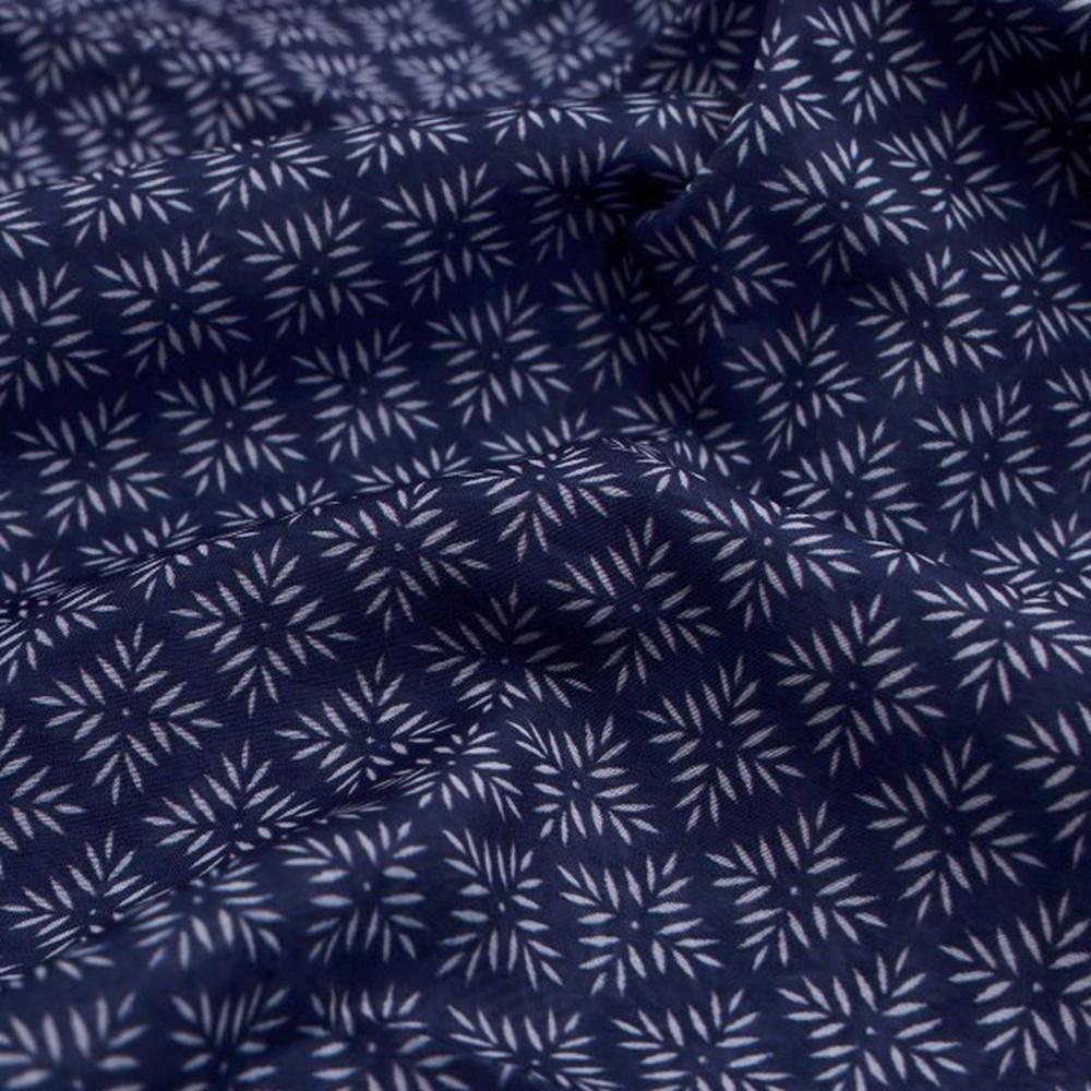 Navy Blue Starry Geometric Printed Chanderi Fabric