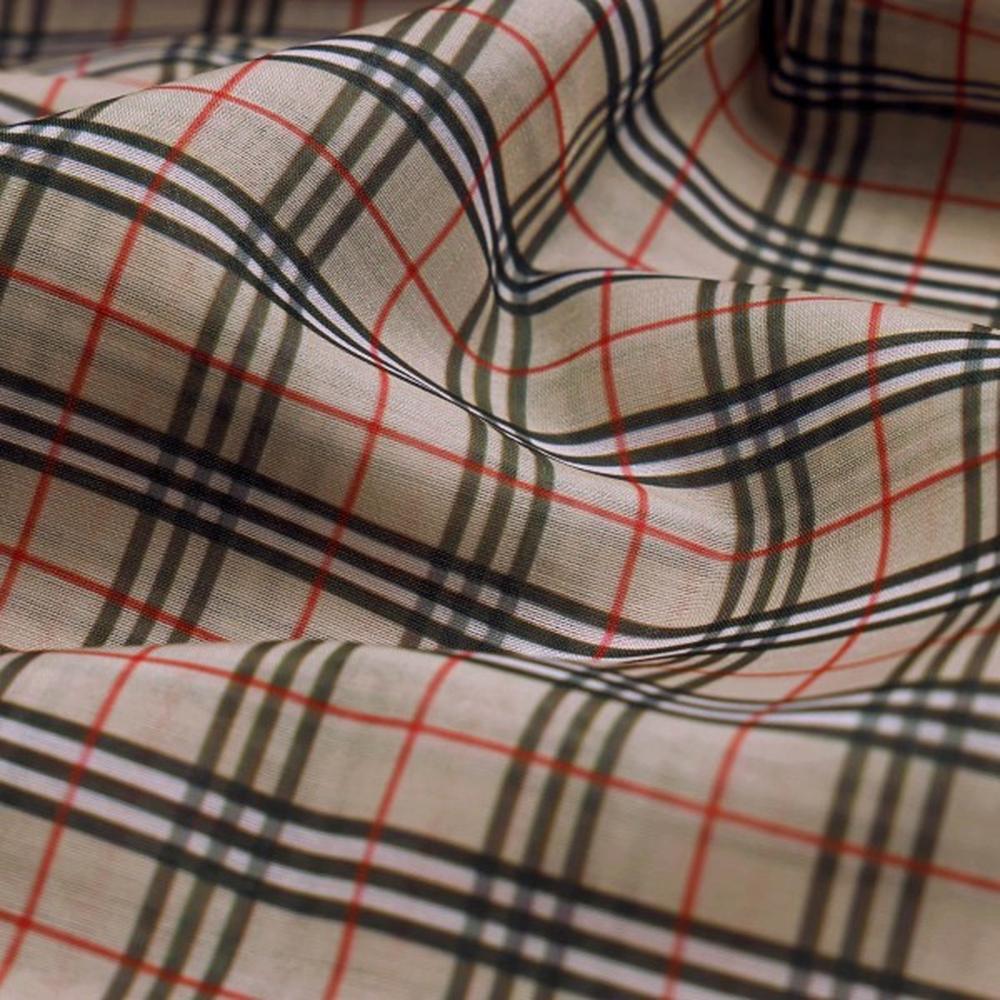 Classic Beige & Red Checkered Pattern Chanderi Fabric – ch 0 ma0955 108 1