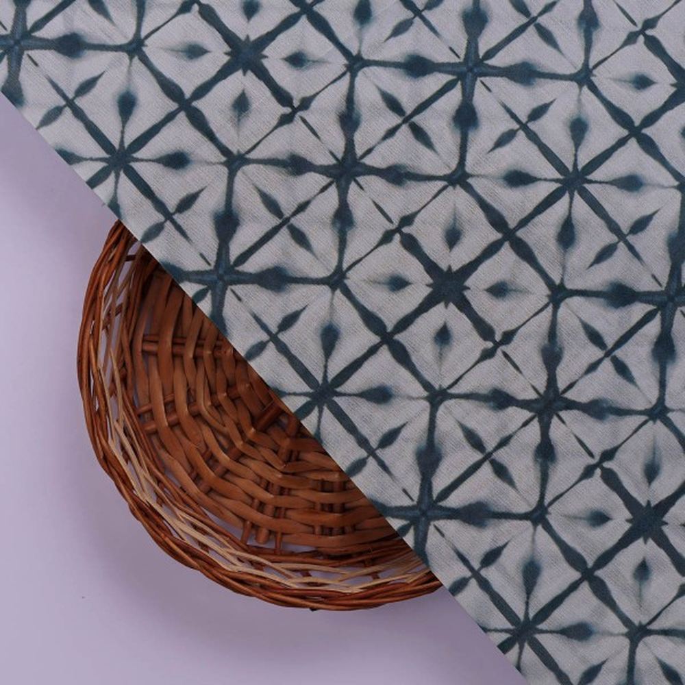 Teal Blue Geometric Tie & Dye Pattern Chanderi Fabric – ch 0 ma0995 108 3