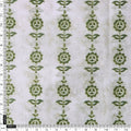 Olive Green Stylised Floral Stripe Chanderi Fabric – ch 0 ta0402 108 4
