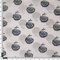 Royal Blue Floral Block Print on White Chanderi Fabric – ch 0 ta0403 108 4