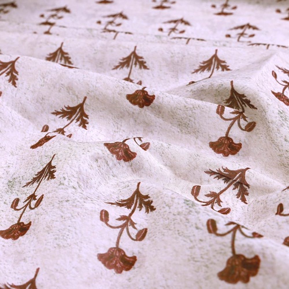 Vintage Floral Buti Chanderi Fabric in Off White & Brown – ch 0 ta0417 108 1