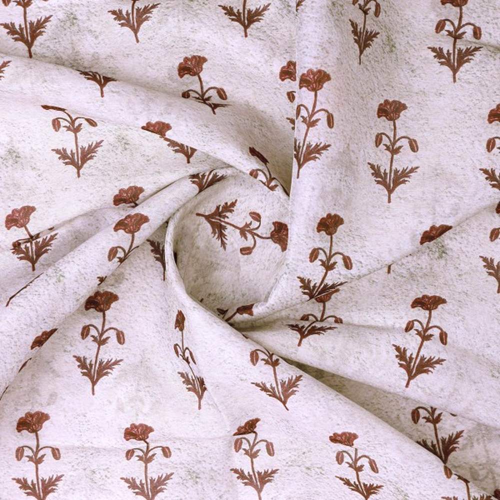 Vintage Floral Buti Chanderi Fabric in Off White & Brown – ch 0 ta0417 108 2