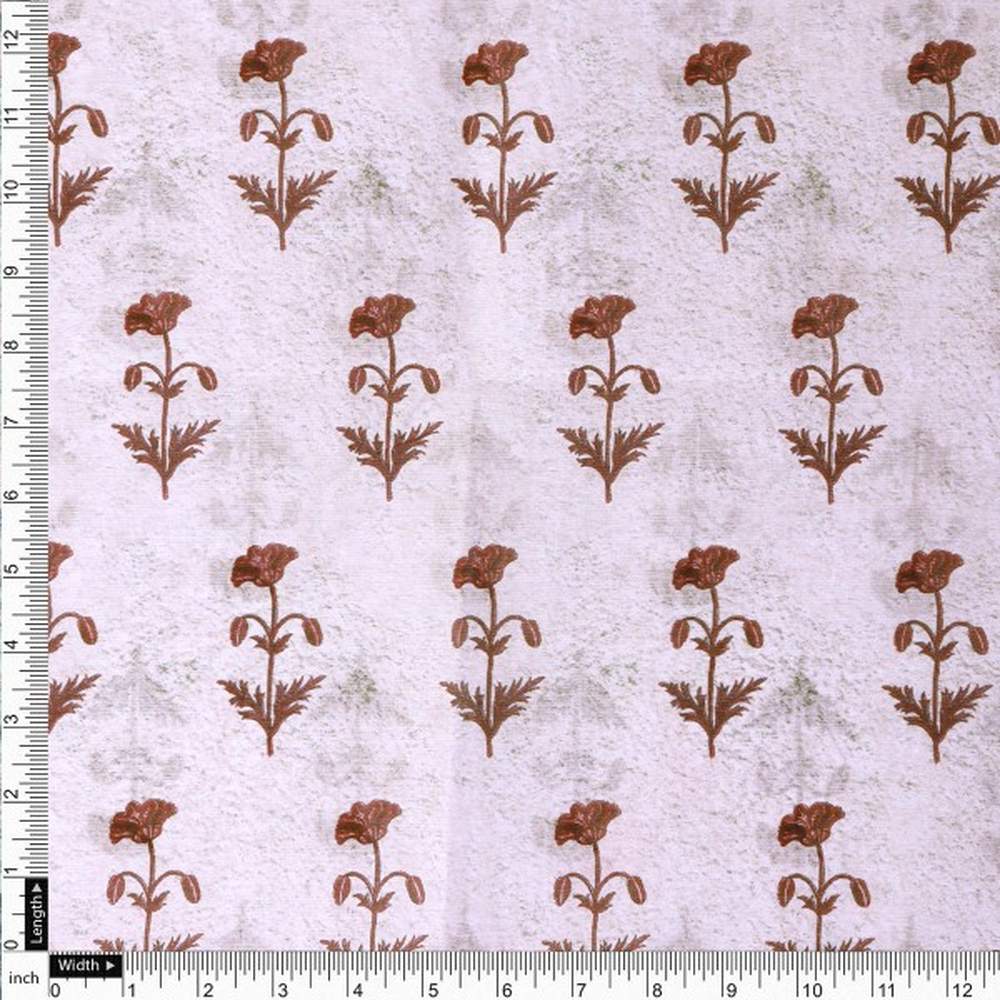 Vintage Floral Buti Chanderi Fabric in Off White & Brown – ch 0 ta0417 108 4