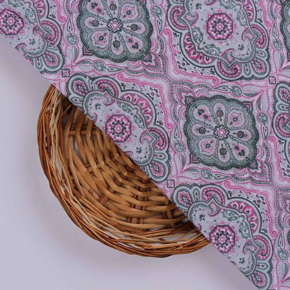Pink & Grey Damask Decorative Pattern Chanderi Fabric – ch 0 ta05239 108 3 029cc473 0db0 409e 8174 cd419b4e0eac