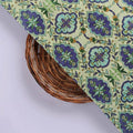 Royal Blue & Green Damask Floral Motif Chanderi Fabric – ch 0 ta05885 108 3