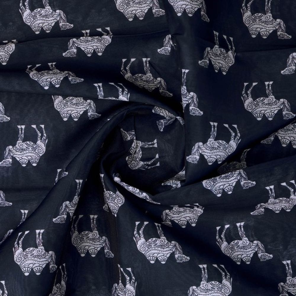 Black & White Intricate Camel Pattern Chanderi Fabric – ch 0 ta0692 108 2