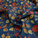 Vintage Floral Jaal Printed Chanderi Fabric in Navy – ch 0 ta07321 108 1
