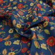 Vintage Floral Jaal Printed Chanderi Fabric in Navy – ch 0 ta07321 108 1