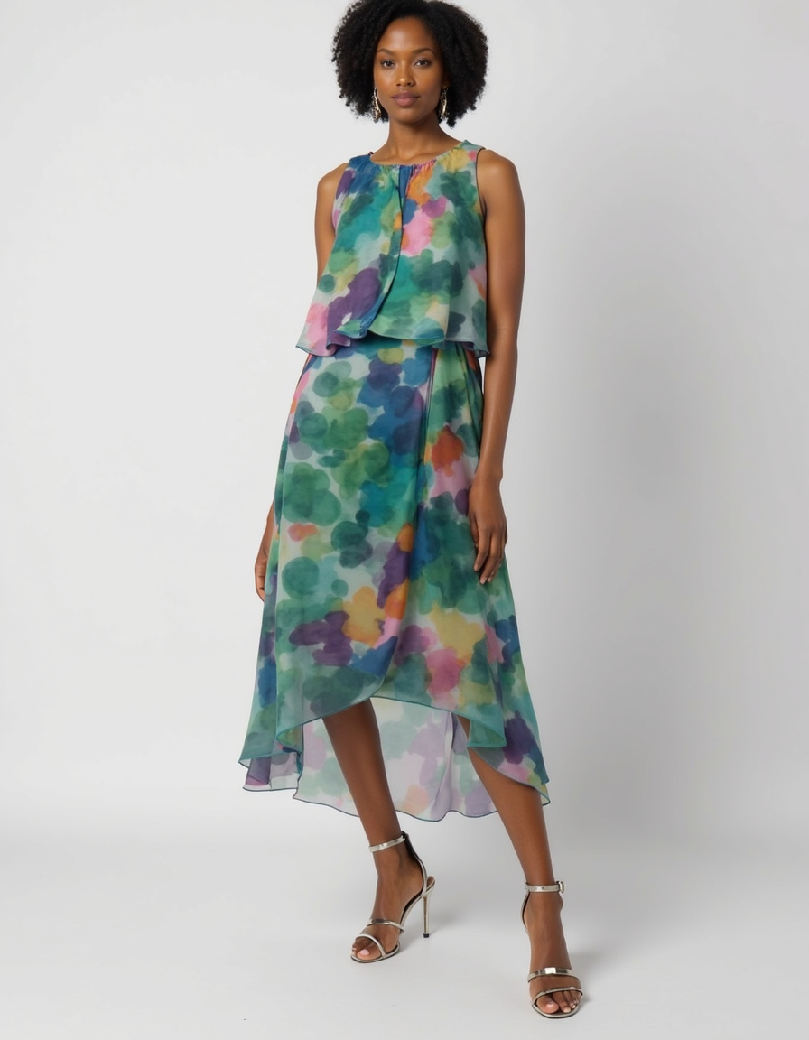 Multicolor Abstract Pattern Digital Printed Fabric