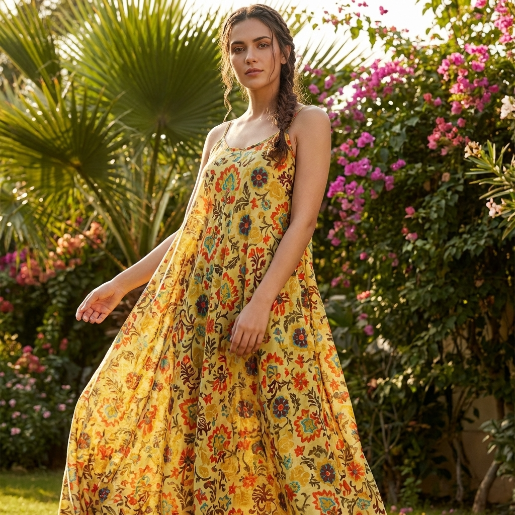 Yellow Damask Floral Patterned Viscose Rayon Fabric