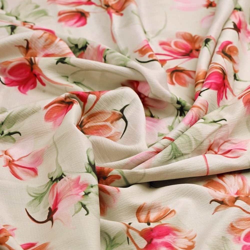 Premium Cream Pink Floral Polyester Fabric - 145CM Width – dpq 0 aa754 145 1