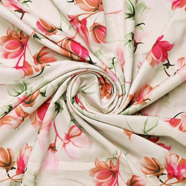 Premium Cream Pink Floral Polyester Fabric - 145CM Width – dpq 0 aa754 145 2 - alternate view