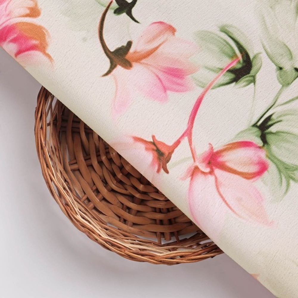 Premium Cream Pink Floral Polyester Fabric - 145CM Width – dpq 0 aa754 145 3