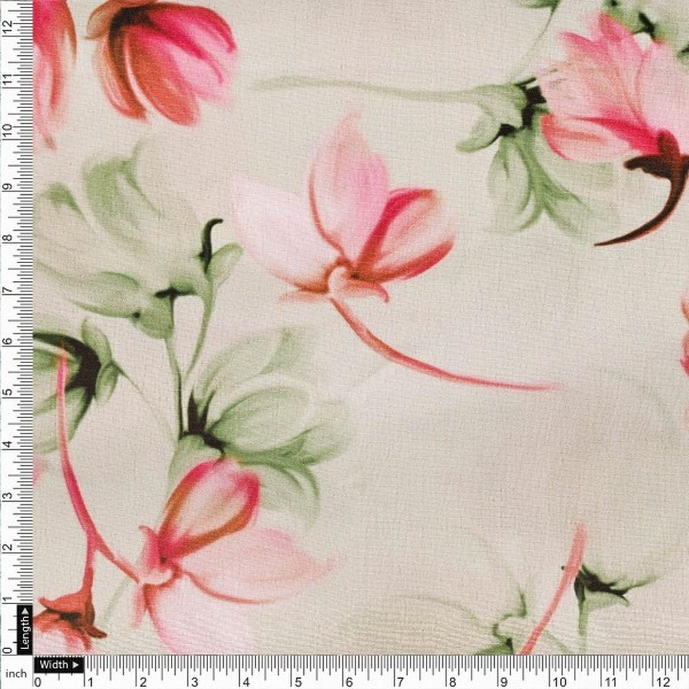 Premium Cream Pink Floral Polyester Fabric - 145CM Width – dpq 0 aa754 145 4