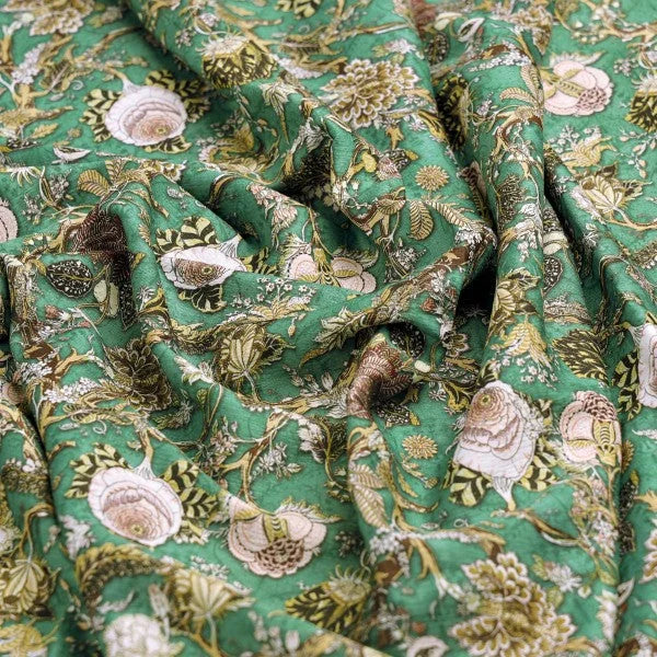 Emerald Green Floral Printed Polyester Fabric – dpq 0 aa761 145 1