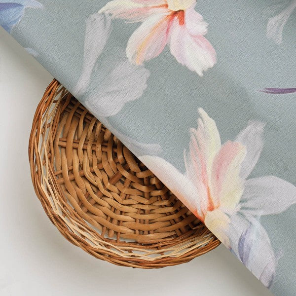 FAB VOGUE Studio Sea Green Floral Printed Polyester Fabric – dpq 0 aa765 145 3