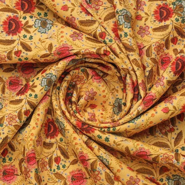 FAB VOGUE Studio Mustard Floral Polyester Fabric Design – dpq 0 aa772 145 2 - alternate view