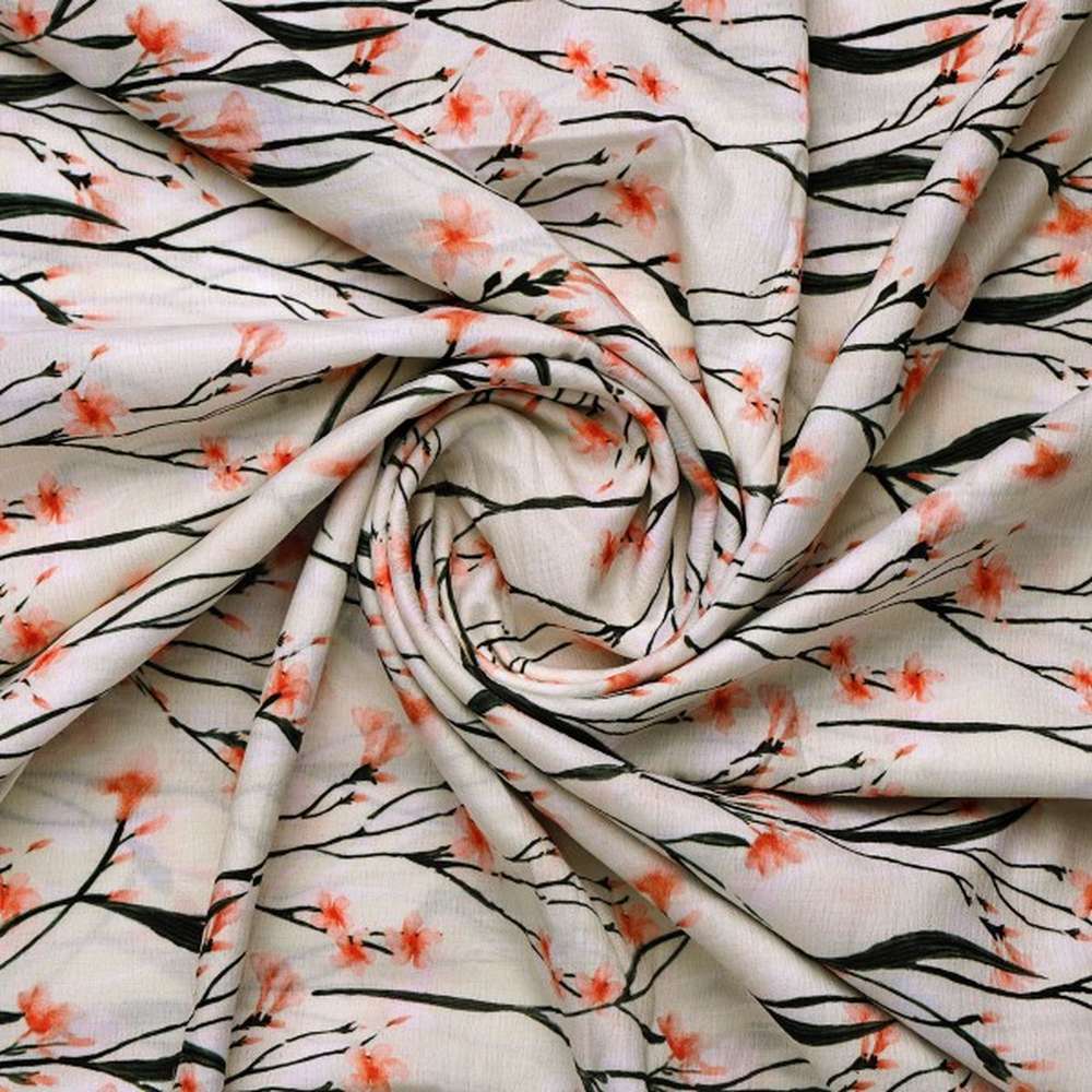 Cream Peach Floral Polyester Dress Fabric for Outfits – dpq 0 aa775 145 2 d62d7d54 a540 4937 ab1c a4a992413415