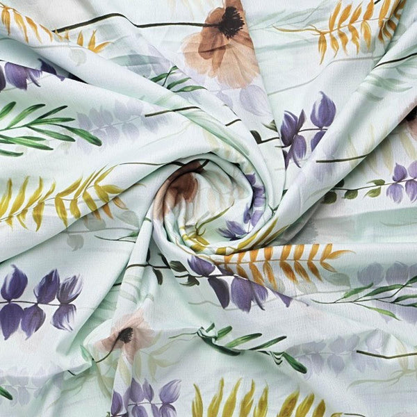 Botanical Floral & Leaves Digital Printed Polyester Fabric – dpq 0 aa778 145 2 - alternate view