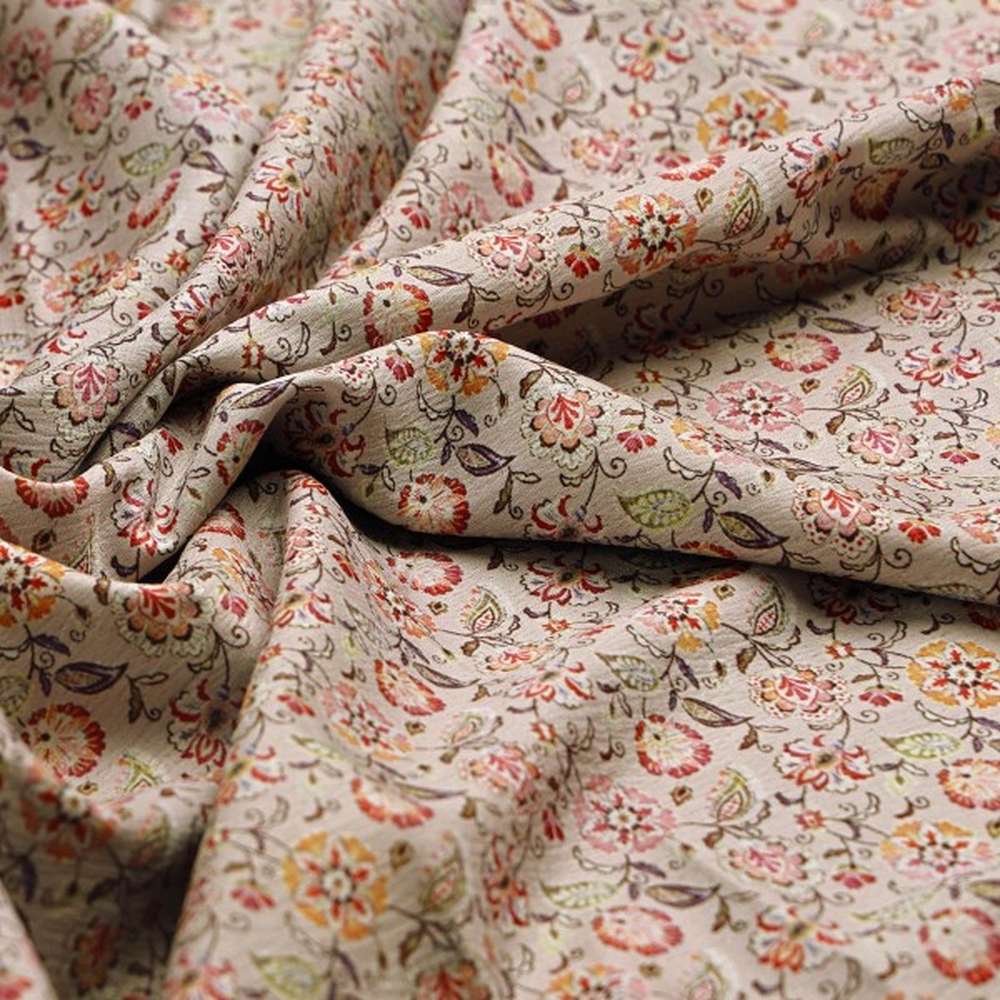 Beige Multi Floral Ditsy Printed Polyester Fabric for Apparel – dpq 0 aa780 145 1
