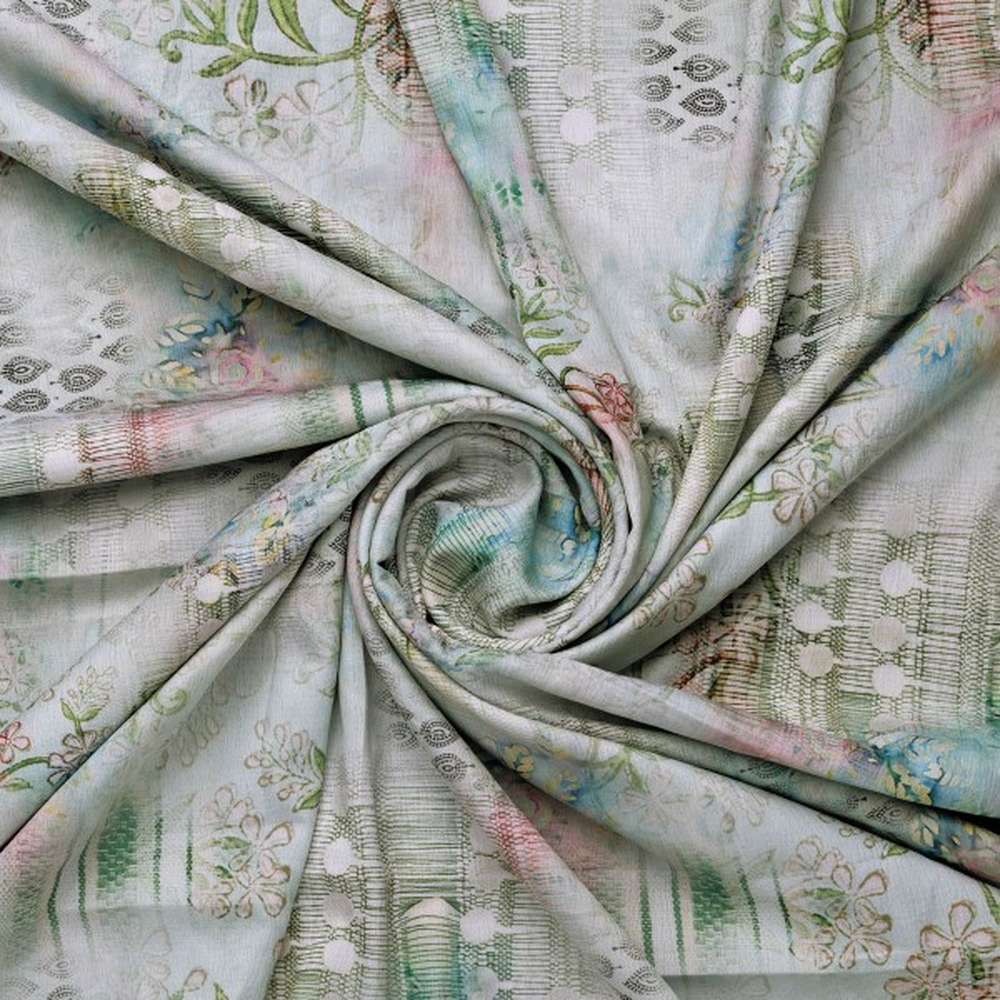 Sea Green Floral Abstract Polyester Fabric for Apparel & Decor – dpq 0 aa804 145 1