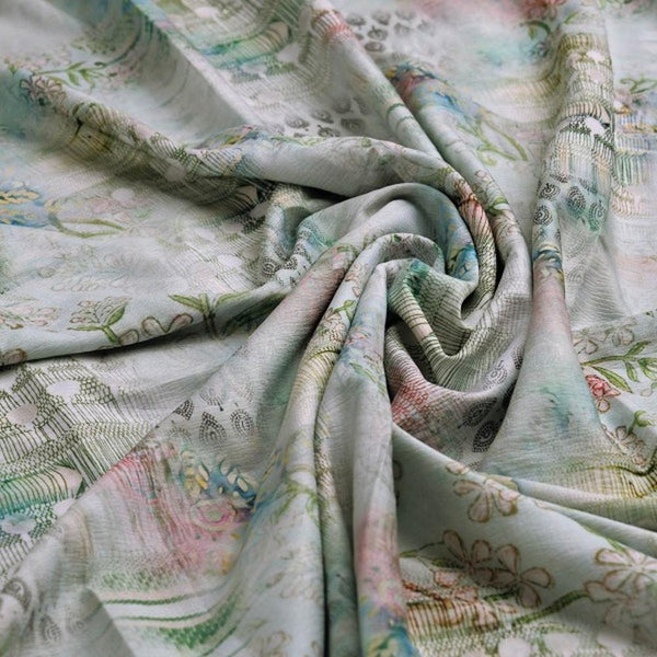 Sea Green Floral Abstract Polyester Fabric for Apparel & Decor – dpq 0 aa804 145 2 - alternate view