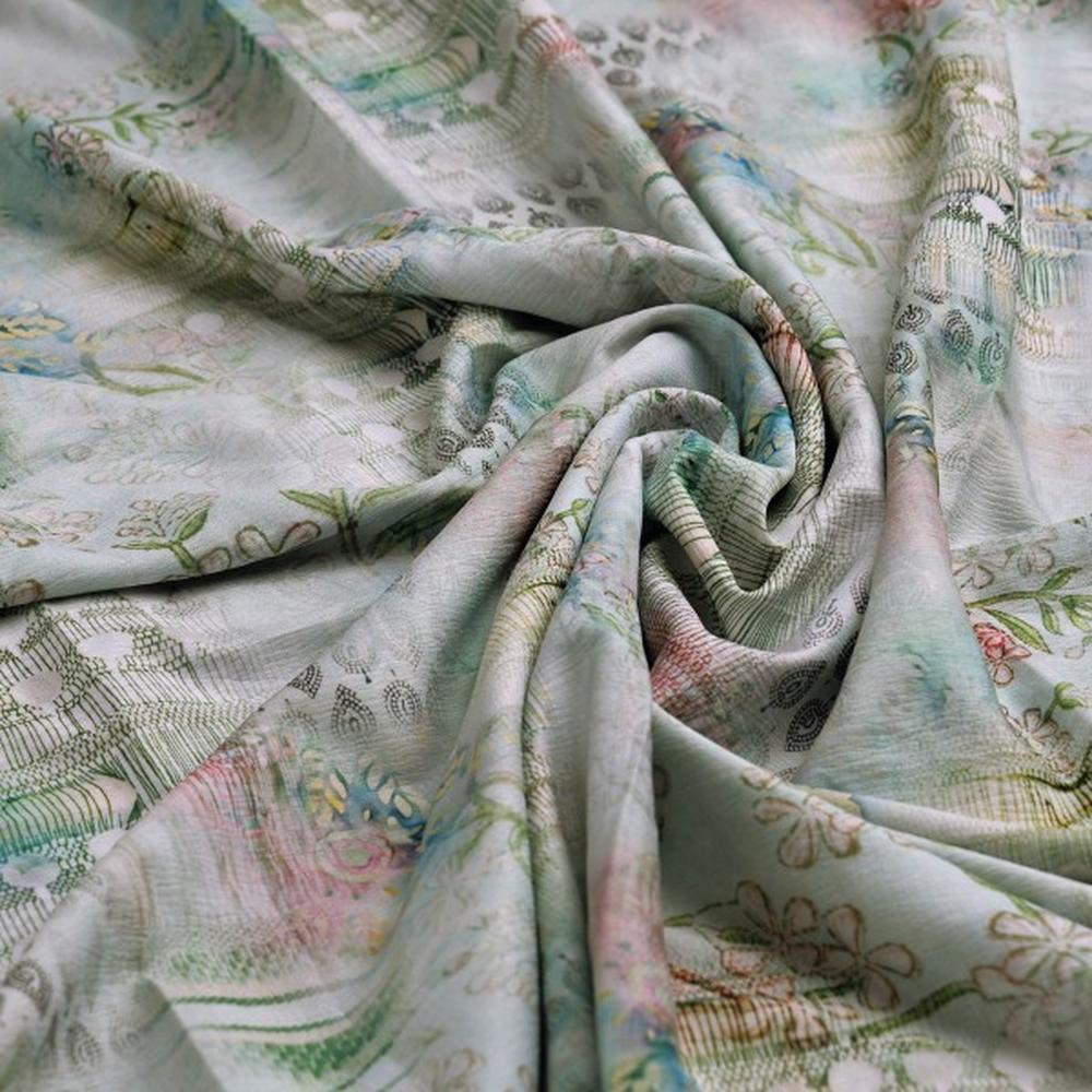 Sea Green Floral Abstract Polyester Fabric for Apparel & Decor – dpq 0 aa804 145 2