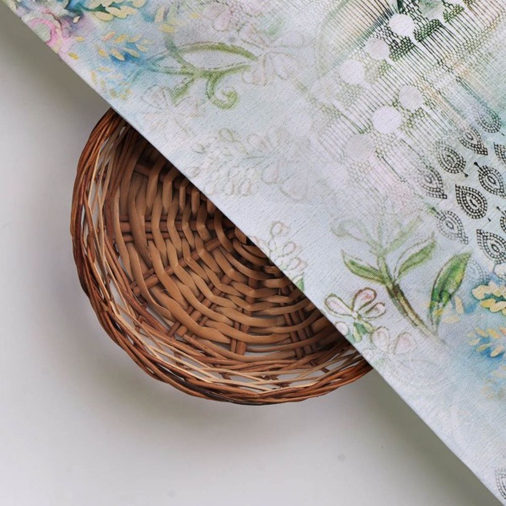 Sea Green Floral Abstract Polyester Fabric for Apparel & Decor – dpq 0 aa804 145 3