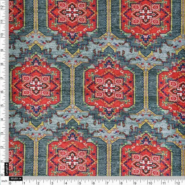 Red & Teal Geometric Ethnic Print Dola Silk Fabric – ds 0 aa785 110 4