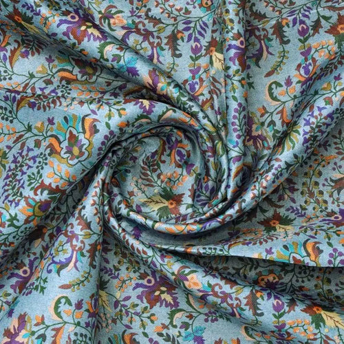 Blue Floral & Leaf Dola Silk Printed Fabric by FAB VOGUE Studio – ds 0 aa790 110 2