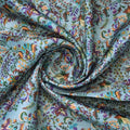 Blue Floral & Leaf Dola Silk Printed Fabric by FAB VOGUE Studio – ds 0 aa790 110 2