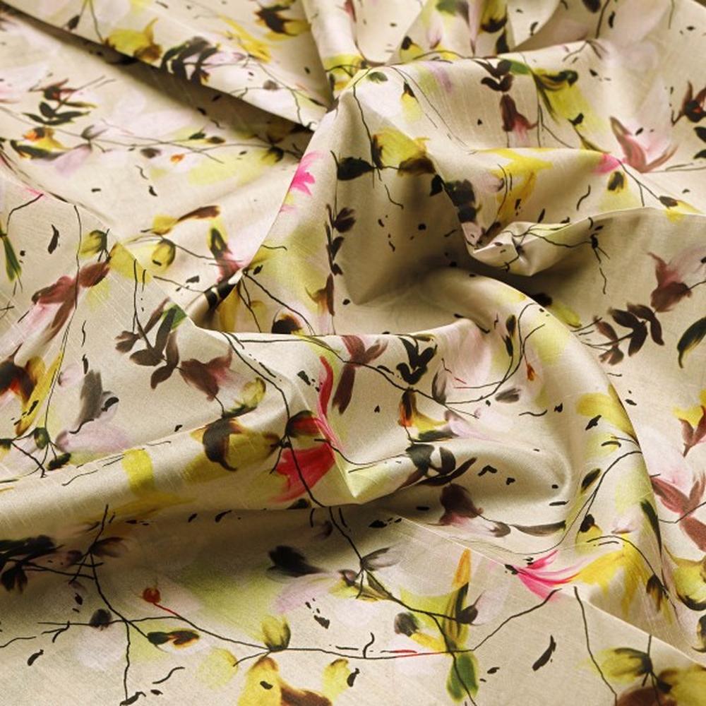 Dola Silk Abstract Floral Beige Pink Yellow Polyester Fabric – ds 0 aa794 110 1