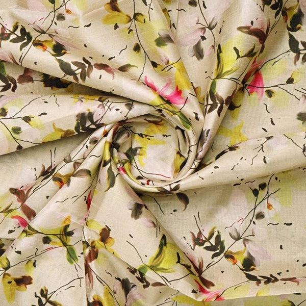 Dola Silk Abstract Floral Beige Pink Yellow Polyester Fabric – ds 0 aa794 110 2 - alternate view